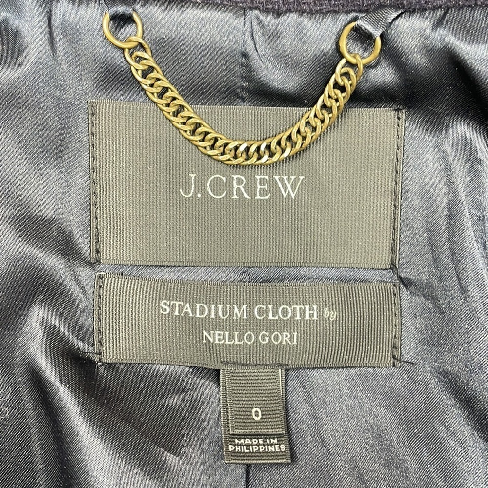 J. Crew Chateau Stadium Italian Wool Parka Pea Coat Winter Jacket Navy 0 - Picture 7 of 9